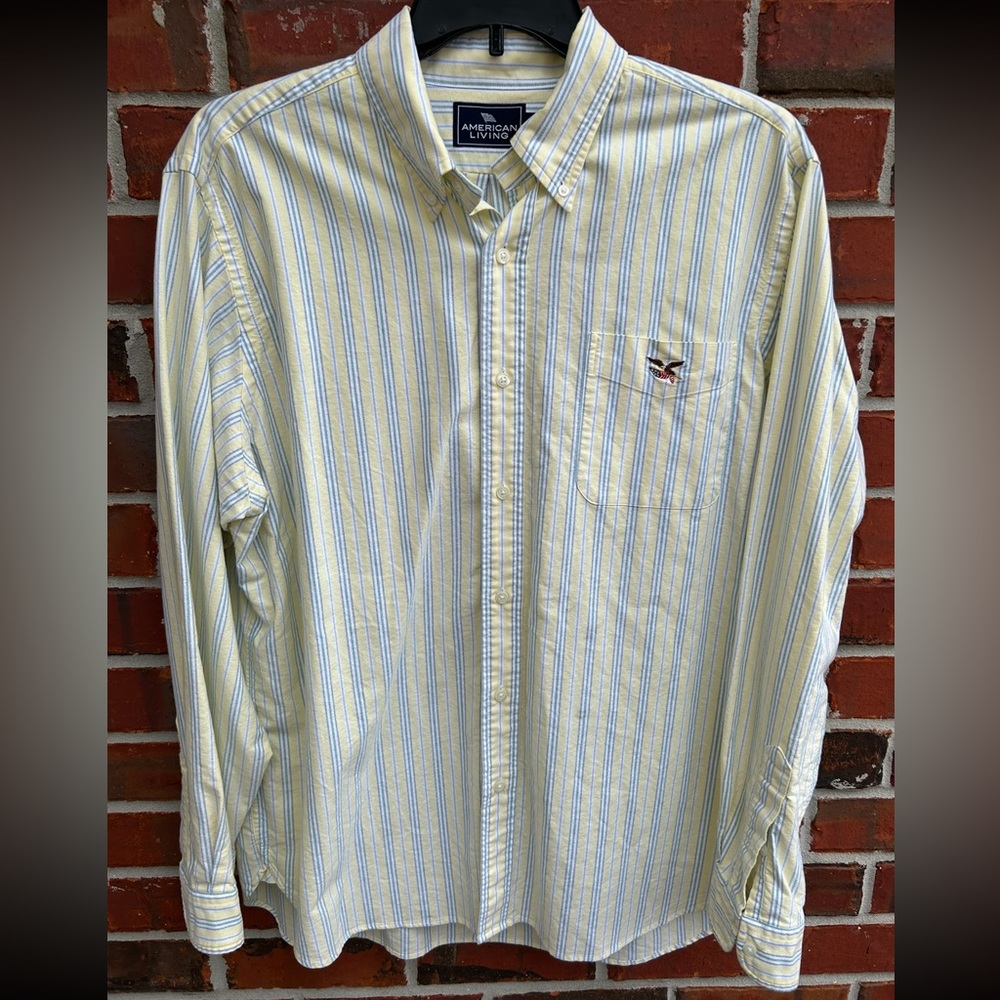 American Living Men’s Long Sleeve Button Down Striped Shirt XL